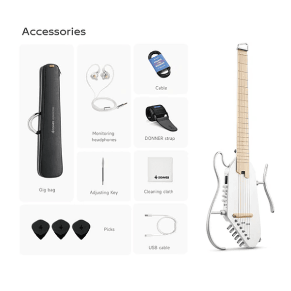 GUITARRA ELECTRICA HUSH-I PRO BLANCA EC6868 DONNER