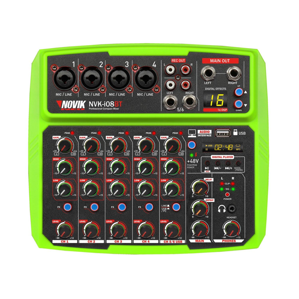CONSOLA PASIVA CON INTERFAZ USB NVK i08BT VERDE NOVIK