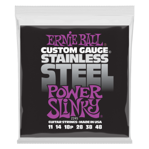 SET DE CUERDAS GUITARRA ELECT. POWER SLINKY INOXIDABLE 11–48 ERNIE BALL